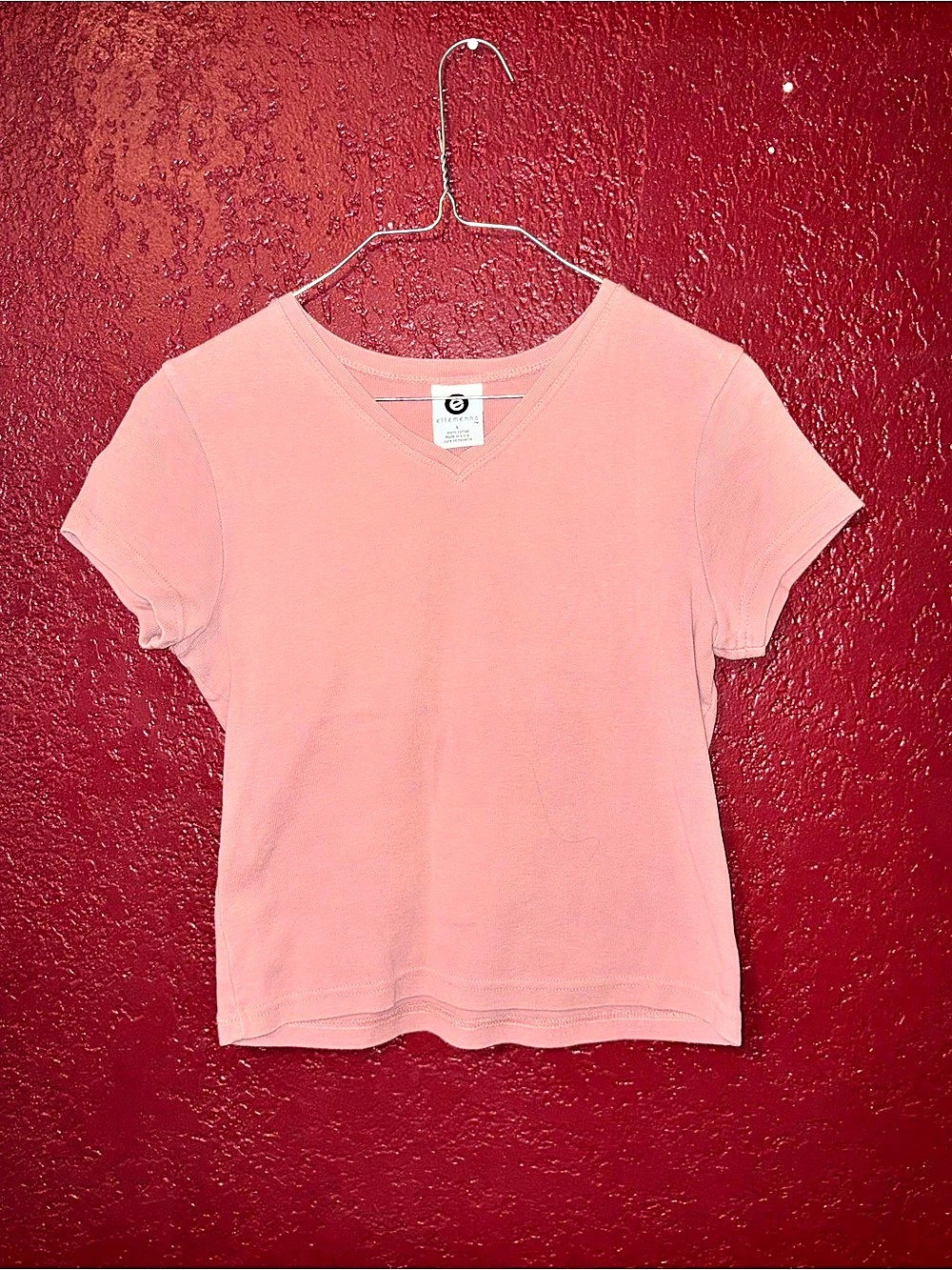 elemenno Women's Cotton Tee in Pink Size Large